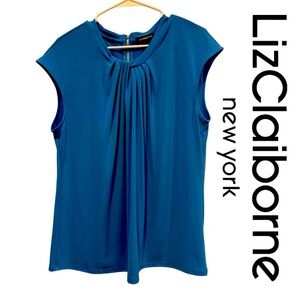 Liz Claiborne Teal Pleated Blouse, Large